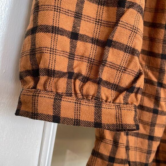 Isabel maternity plaid brown black long sleeve button down shirt size small - Picture 6 of 7